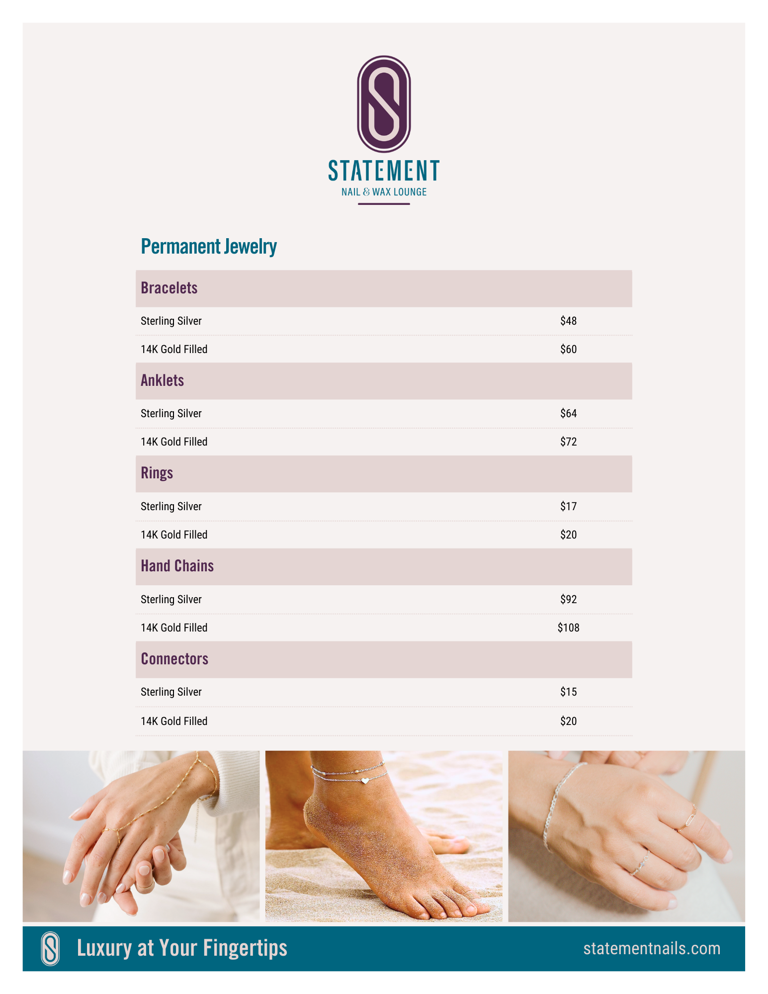 Permanent Jewelry at Statement Nail & Wax Lounge